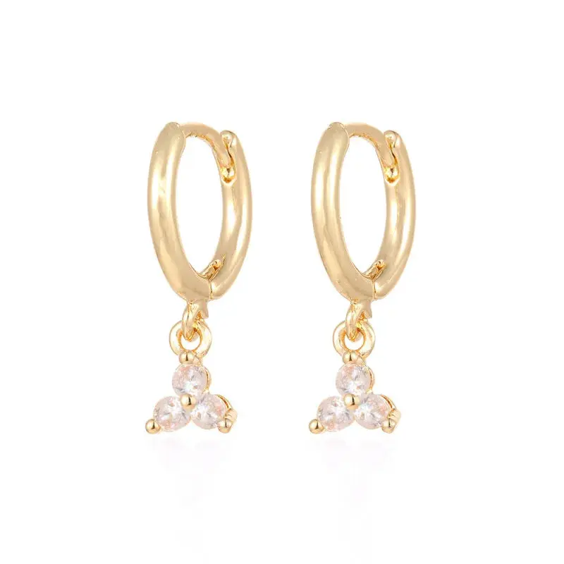Gold Color Cute Water Drop Earrings For Women & Girls - Zircon Piercing Huggies/Hoop Dangle Earrings