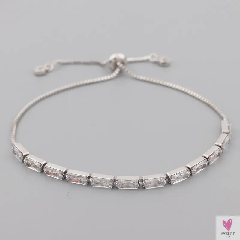 Gold Filled Baguette Cubic Zirconia Bracelet for Women and Girls - Rainbow Luxury jewelry - Tennis Style