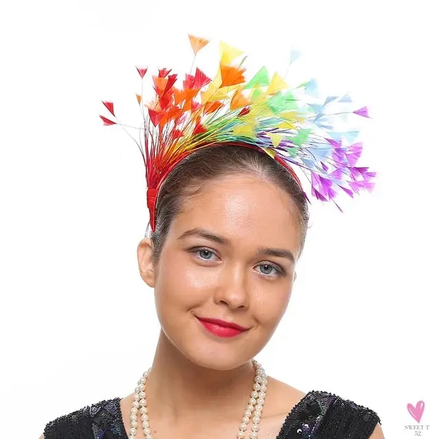 Colorful Feather Hair Hoop, Masquerade Vintage Headband, Party/Dancing/Photograph Hair Accessories