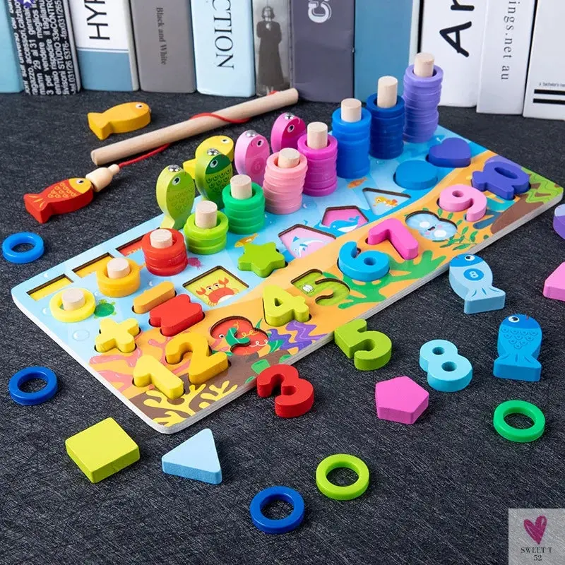 Wooden Montessori Toys - Kids Busy Board, Animal, Math, Fishing, Numbers Matching, Digital, Shapes - Educational Toys For Children
