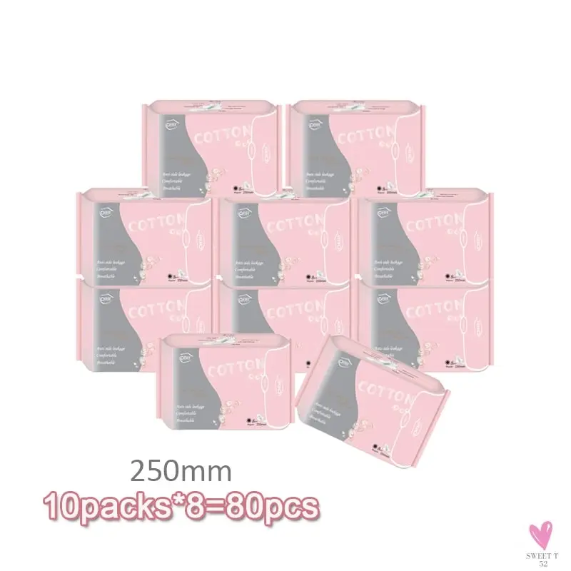 10 Pack Sanitary Napkins for Women & Girls - Menstrual Pads, Feminine Organic Panty Liners for Daily Use