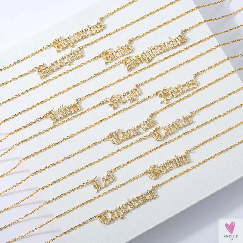 Zodiac Necklace For Women - 12 Constellation Crystal English Letter Choker Necklace