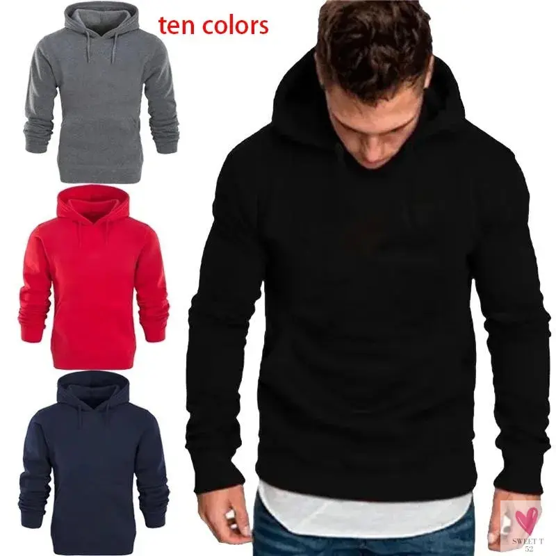 Men's Casual Solid Color Hoodies. Men's Hip Hop Hooded Sweatshirts/Pullovers in 10 Colors