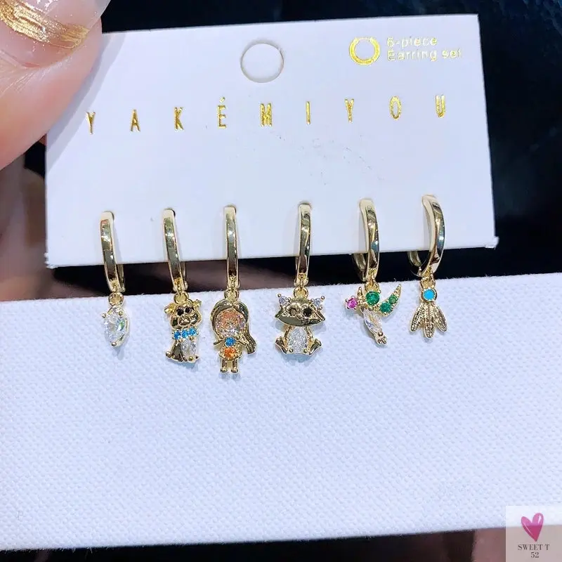 New Design Colorful Crystal Ocean/Animal/Mermaid Hoop Earrings Sets for Women & Girls