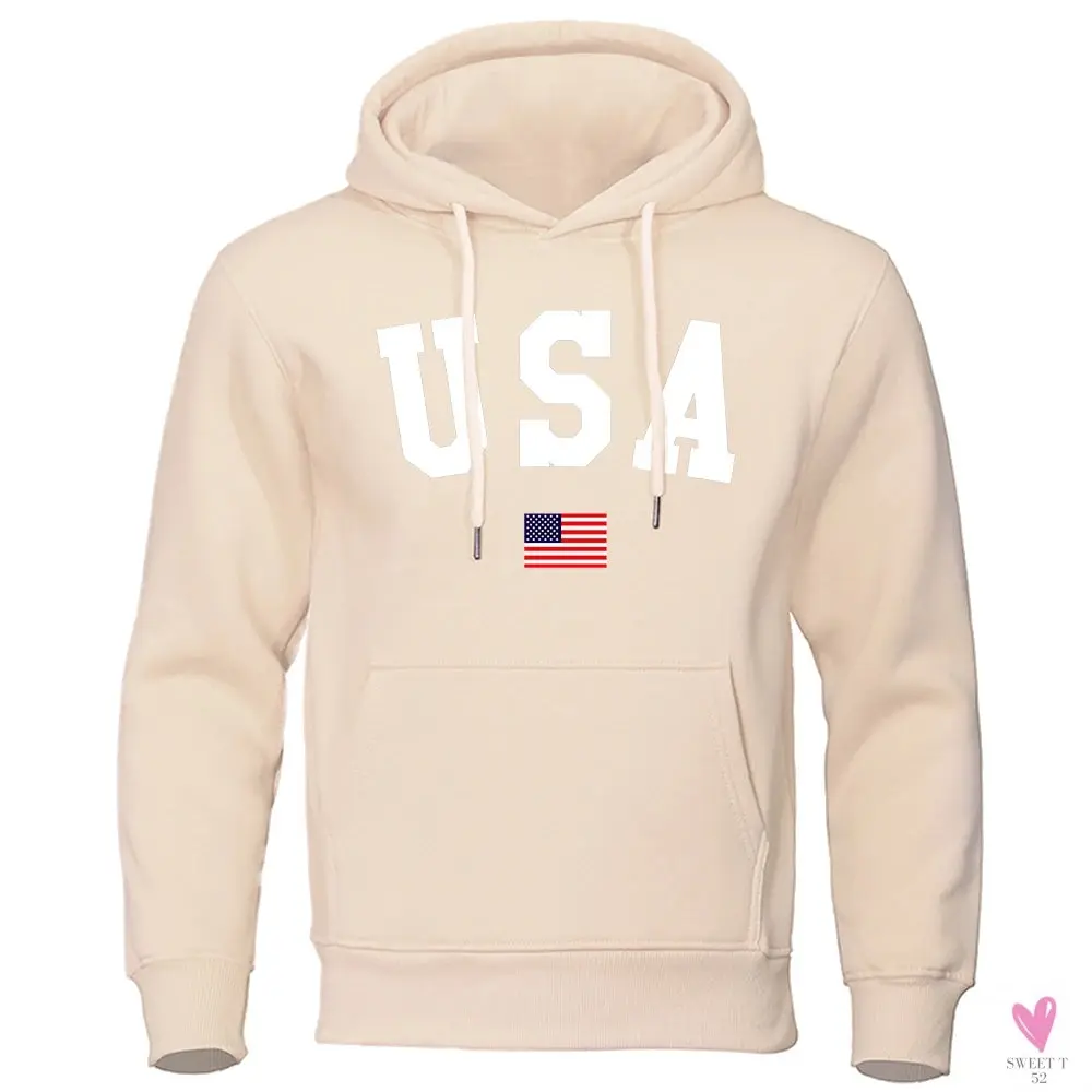 USA Hoodie/Sweatshirt for Men and Women, Anti-Wrinkle, Long Sleeves with Pockets, Pullovers