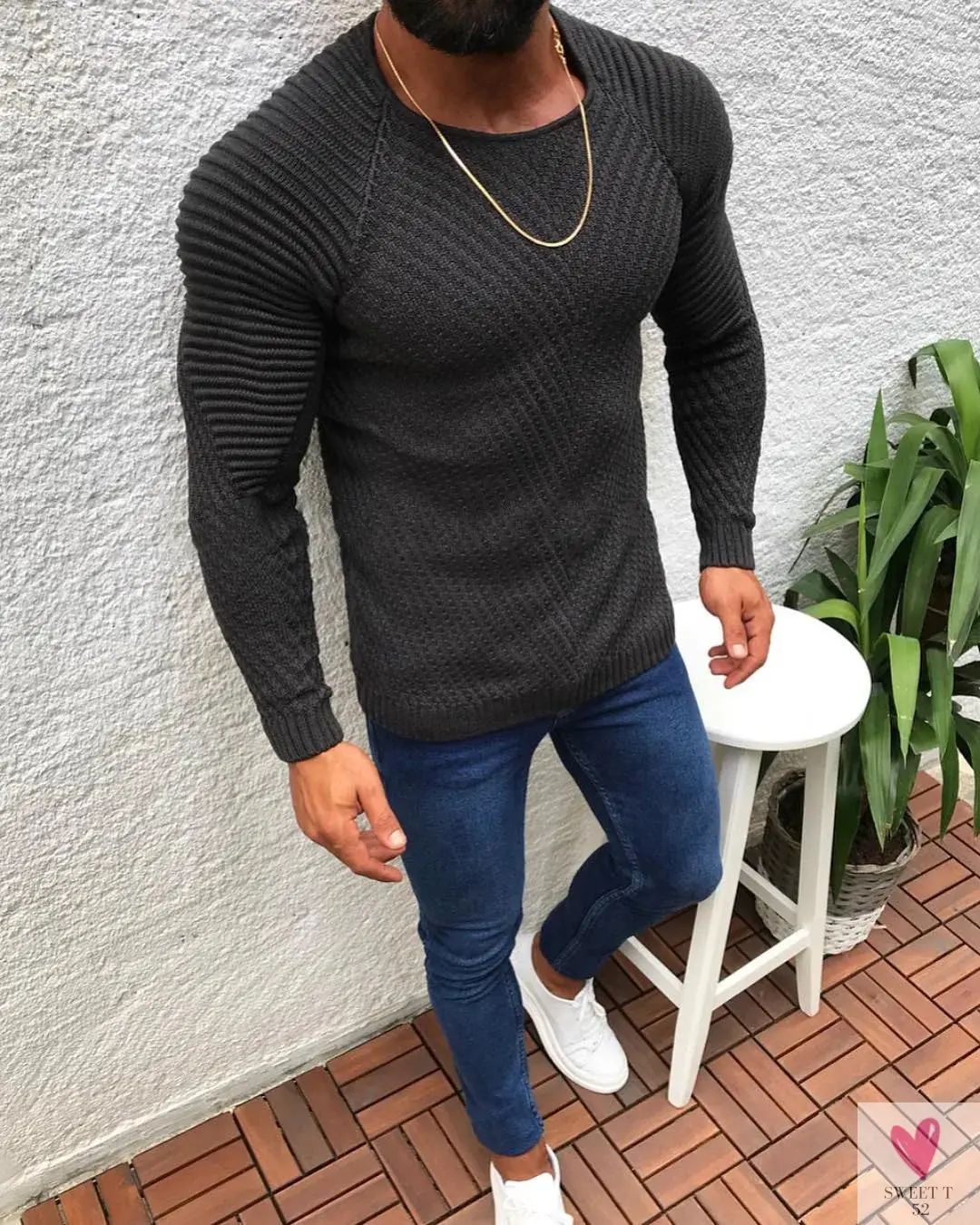 Men's O-Neck Pullover, Solid Color, Long Sleeve, Warm, Slim Sweaters. Men's Sweaters/Male Clothing