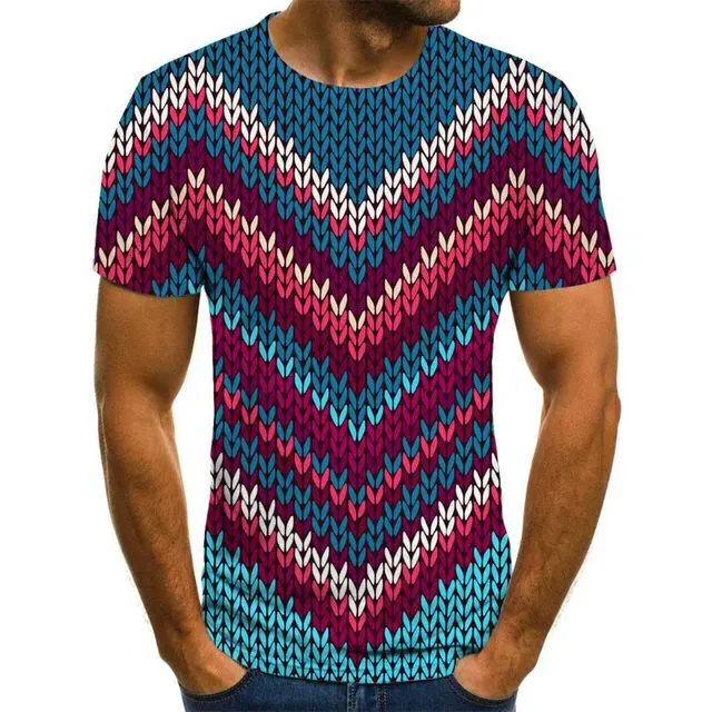 Three-Dimensional Intricate Vortex Tees for Men and Boys, O-Neck and Long Sleeves
