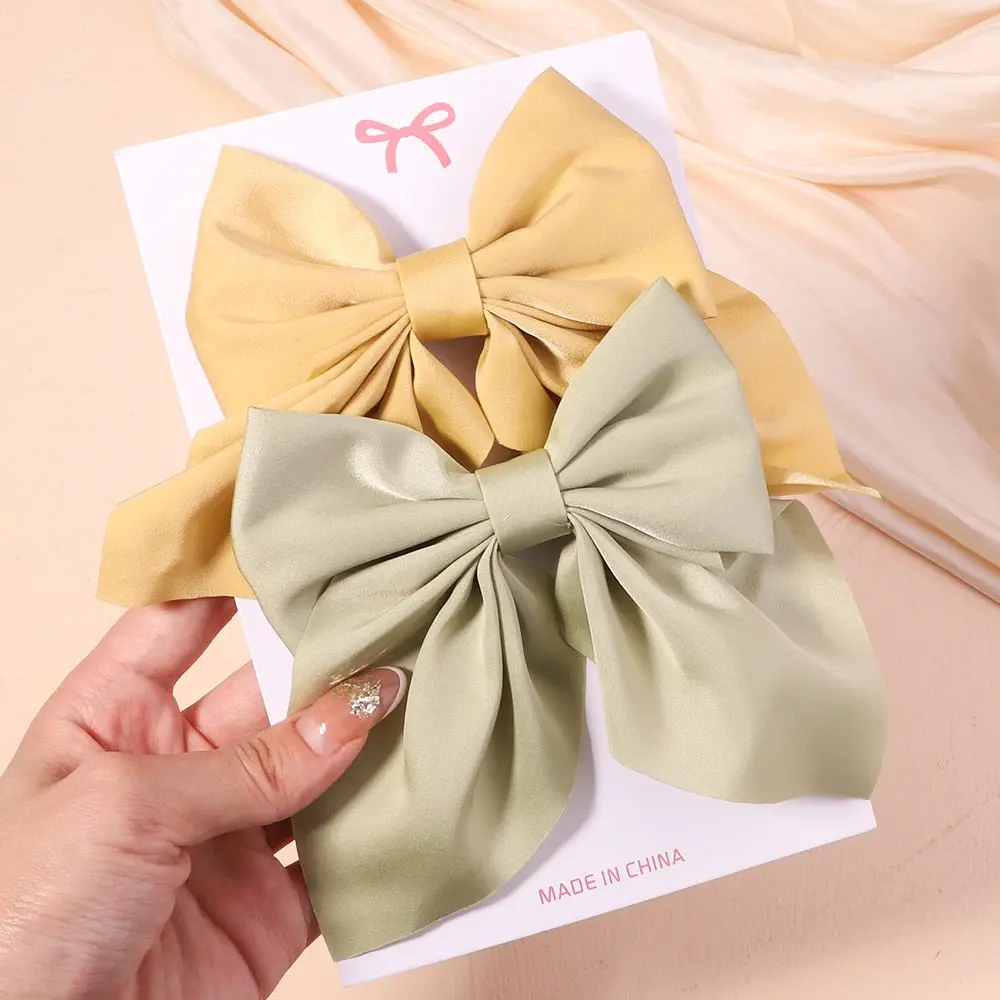 Cute Multi-Patterned and Solid Color Hair Bows/Clips for Girls in a 2 Piece Set