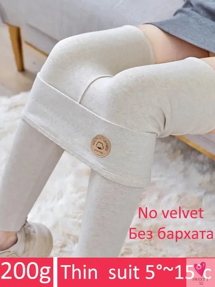 Women's Leggings with Fleece Thick Warm Velvet Cotton Tights - Female Legging Pants, Skinny Grey Thermal Leggings for Women