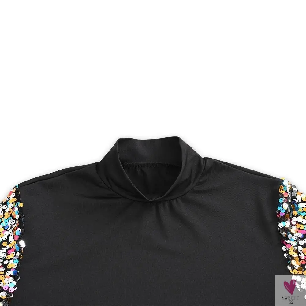 Women's Casual Sequined T-Shirt/Blouse, Ladies Long Sleeve Loose Pullover Tee with O-Neck