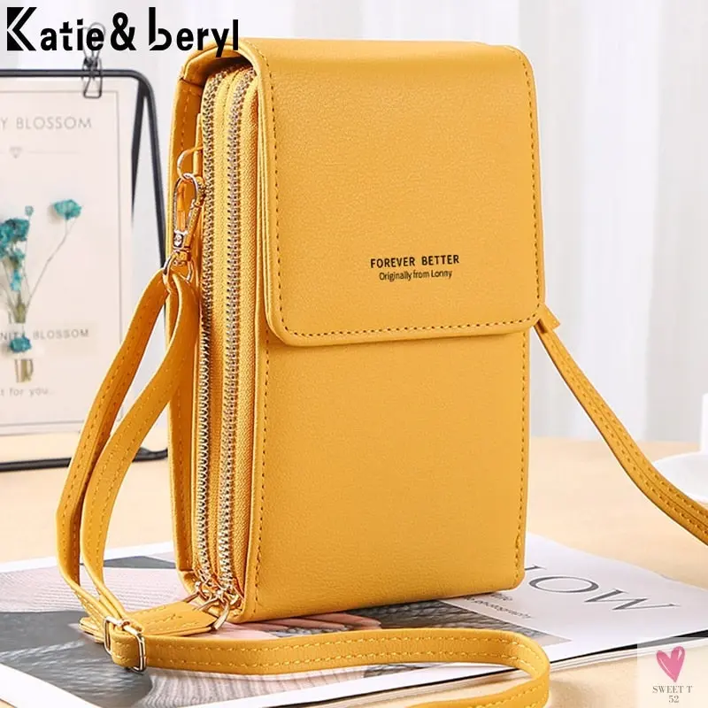 Mini Leather Crossbody Phone Bags with Touch Screen Phone Fashion for Women and Girls - Shoulder Phone Bags