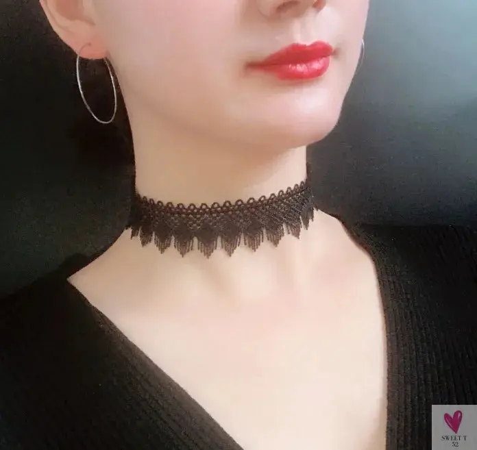 Lace Choker Necklaces - Gland De Tatouage Choker, Collier Noir Dentelle Choker, Collier Vintage Femmes Bijoux De Marriage