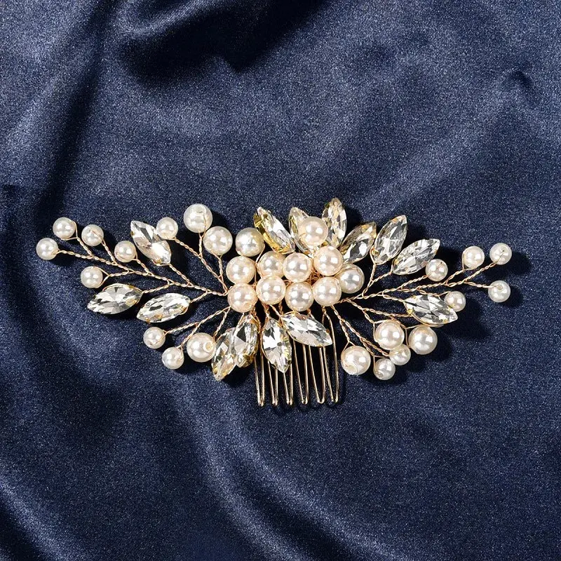 Silver/Gold/Pearl/Rhinestone Hair Accessories, Crystal Bridal Headdress/Hair Combs for Women & Girls