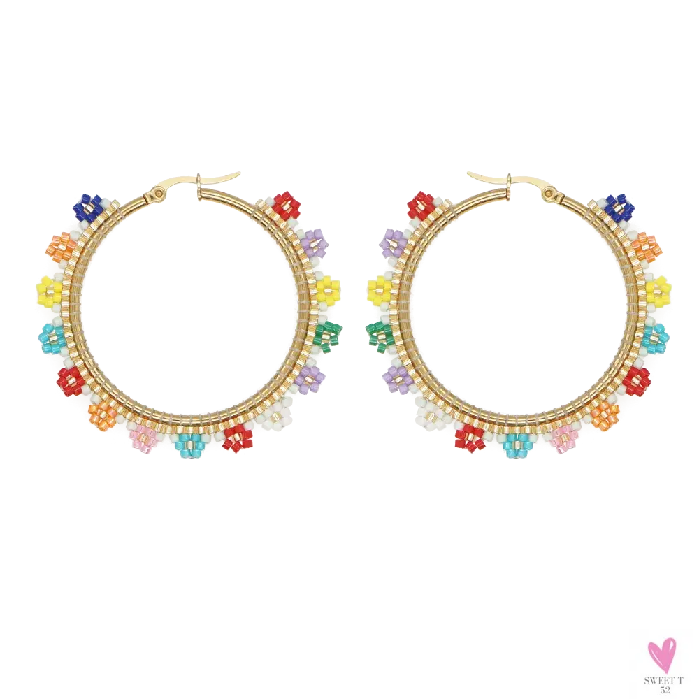 Hoop Earrings/Stainless Steel Earrings - Miyuki Beaded Earrings for Women & Girls,Trendy Bohemian Pendientes