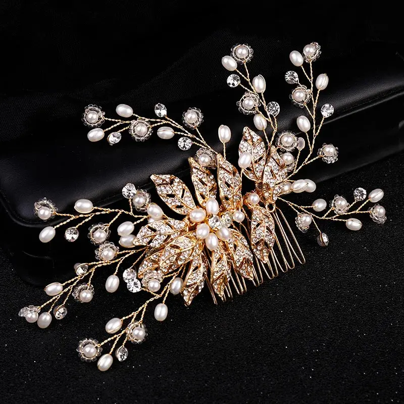 Luxury Crystal Pearl Flower Hair Comb/Headband/Tiara For Women & Girls - Bridal Wedding Hair Accessories/Hair Jewelry