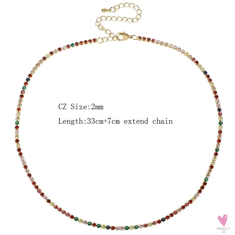 Rainbow Cubic Zirconia Waterdrop Choker Charm Necklaces - Charming Woman's Wedding, Party, Birthday Choker Jewelry or Gift