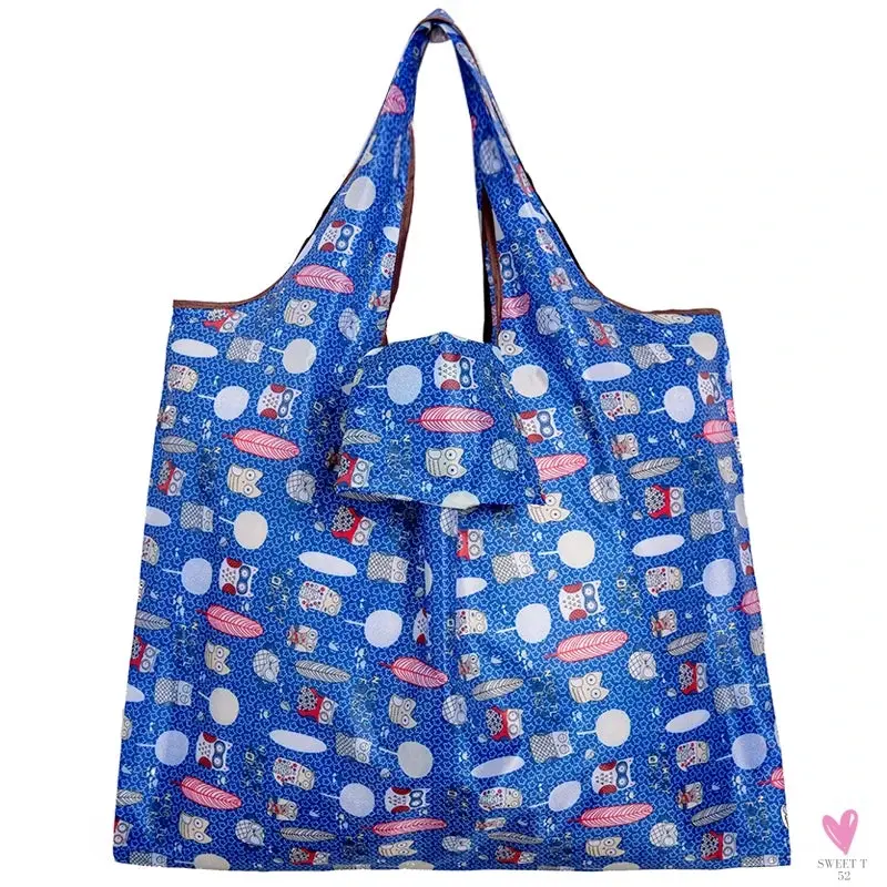 Big Size Thick Nylon Large Tote, ECO Reusable Polyester Portable Women's Folding Shoulder Shopping Pouch