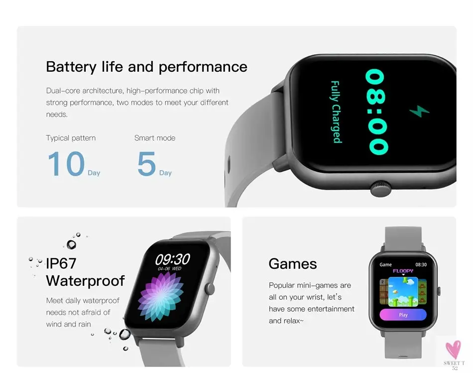 New Smart Watch for Men/Women - Heart Rate, Blood Pressure, Fitness Tracker, Bluetooth Call, Smart Watch