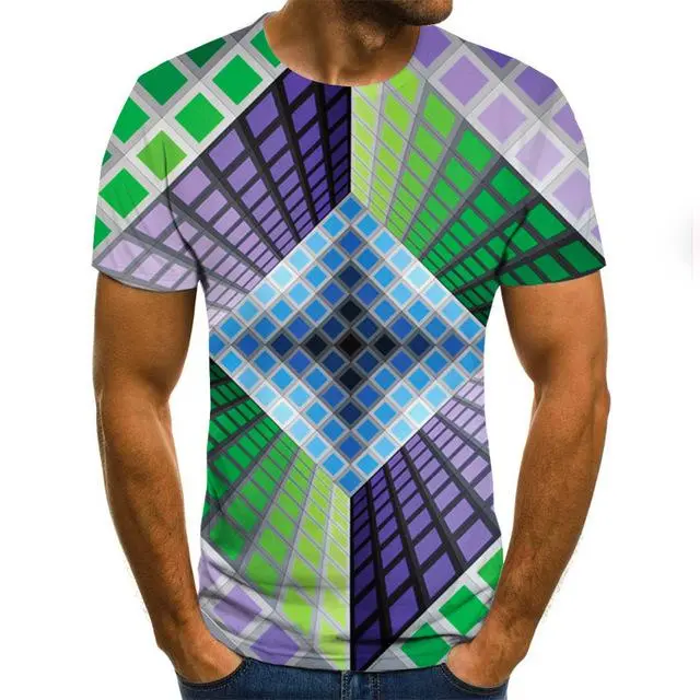 Three-Dimensional Intricate Vortex Tees for Men and Boys, O-Neck and Long Sleeves