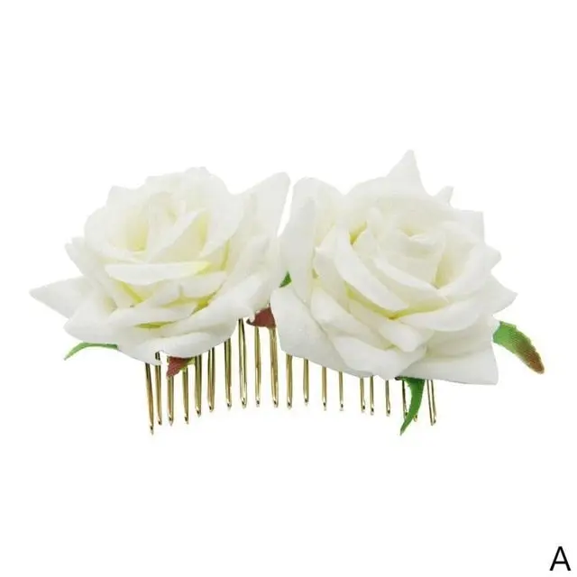 1 Pcs Silk Artificial Rose Flower Hair Comb - Wedding/Bridal, Women's Romantic Fancy Headwear