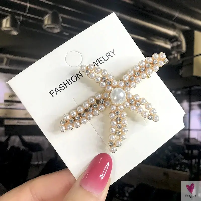 3/4pcs Set Pearl Hair Clips For Women & Girls - Geometric Crystal Hair Barrettes/Clips