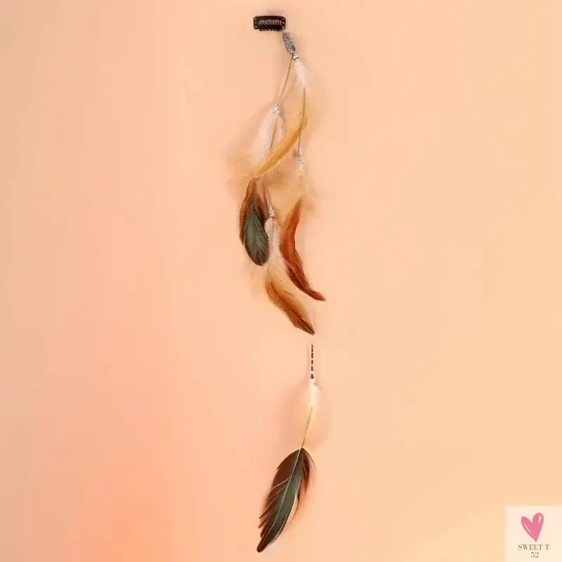 2024 New Fashionable Boho Feather Headband Wig Beaded Feather Headdress Handmade Hair Clip Girl Hair Accessories High Quality