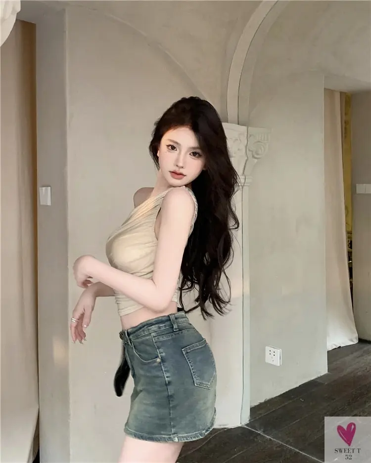 One Shoulder Crop Top, Vintage Retro Cut Crop Top,  for Women and Girls