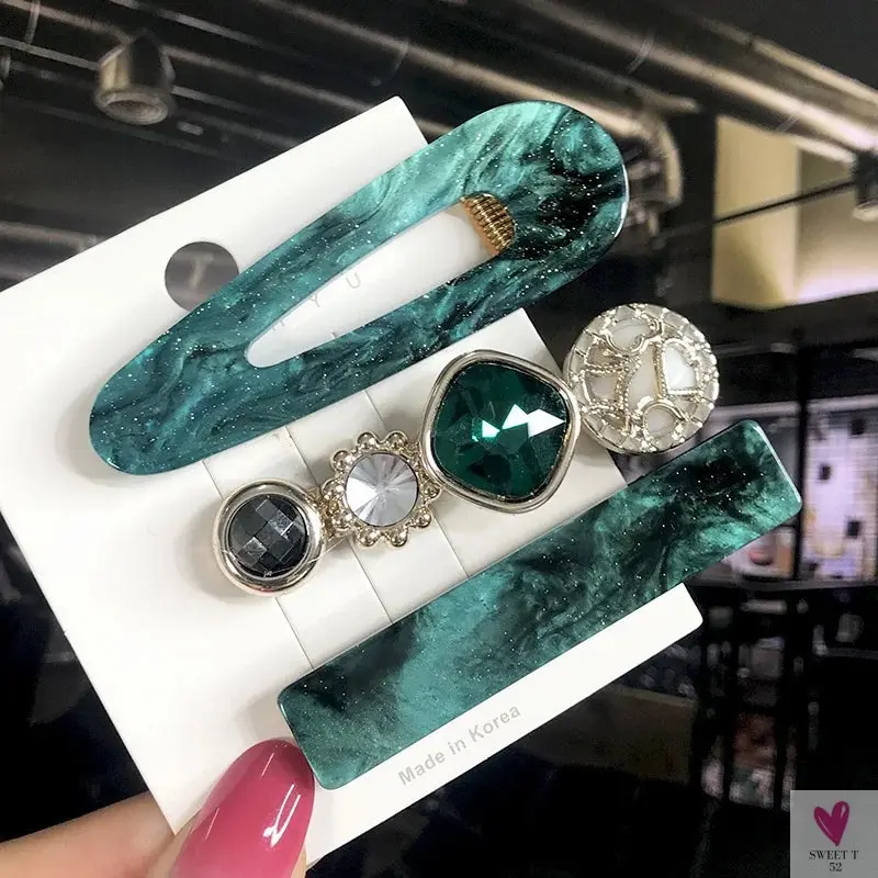 3/4pcs Set Pearl Hair Clips For Women & Girls - Geometric Crystal Hair Barrettes/Clips