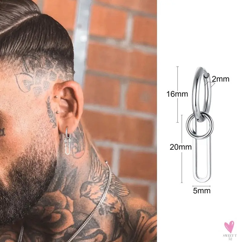 Cool Single Silver Stainless Steel Hoop Dagger Earring for Men & Boys