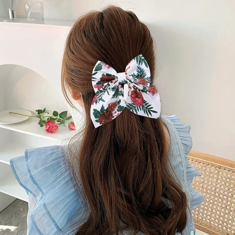 Cute Multi-Patterned and Solid Color Hair Bows/Clips for Girls in a 2 Piece Set