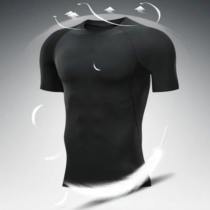 Quick Drying Elastic T-Shirt for Men & Boys, Anti-Wrinkle in 8 Solid Colors for Gym or Sports