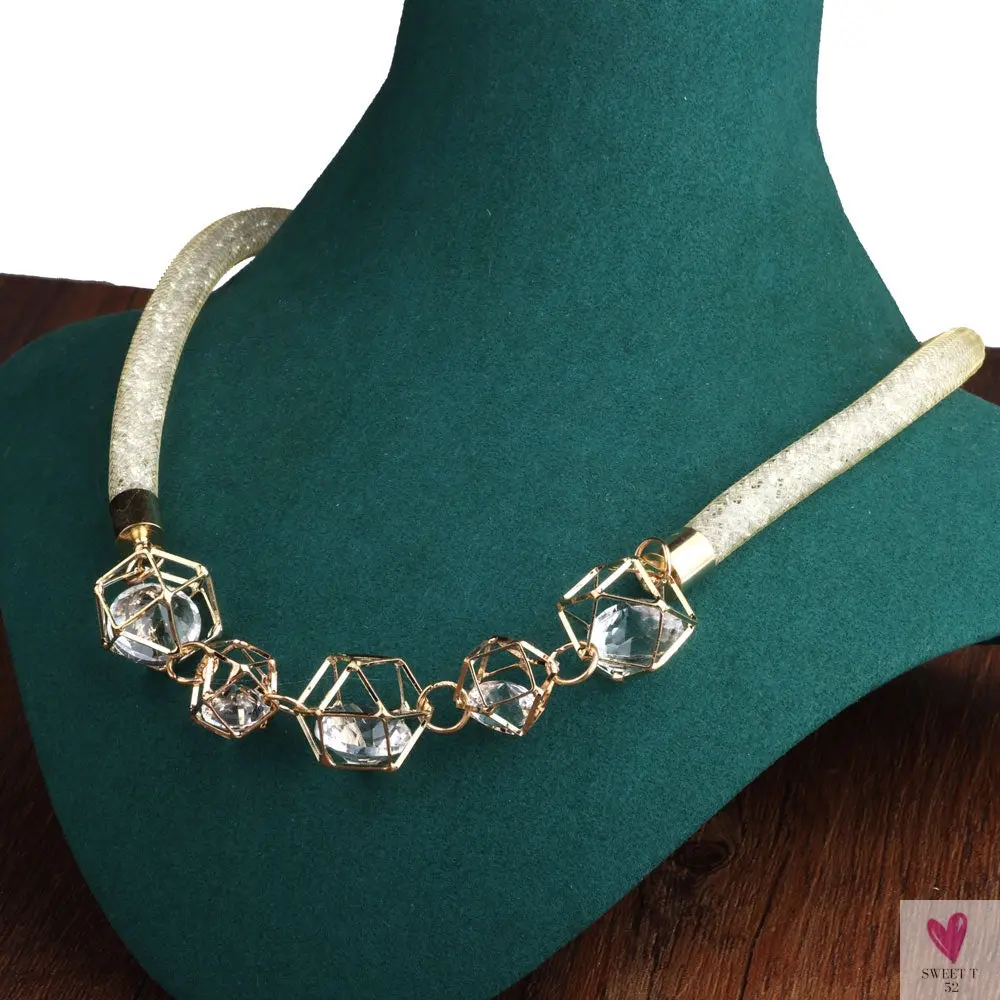 Crystal Mesh Pendant Necklace, Choker/Bib Style Necklace, For Women and Girls