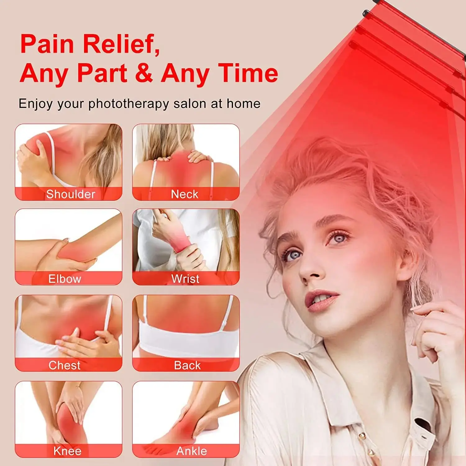 4/5 Head Red Light Therapy with Stand to Promote Metabolism, Weight Loss, Wrinkles, Anti-Aging