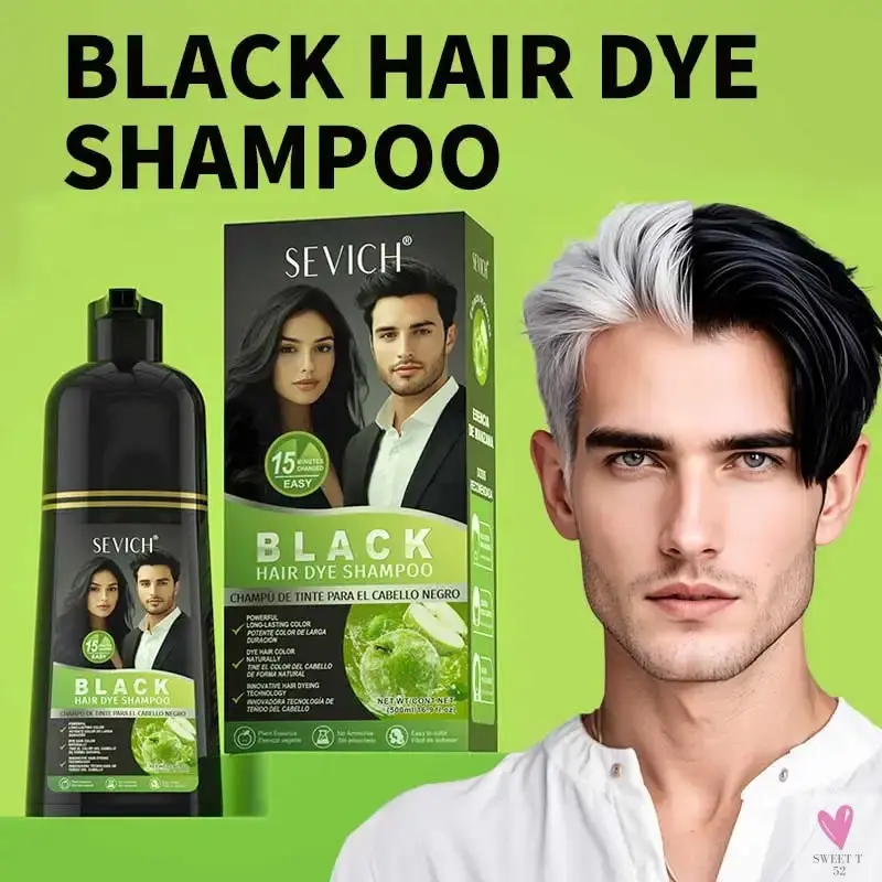 Cover Your Gray - Black Hair Dye/Shampoo, 500 ml Herbal Hair Color, Instant Gray To Black Shampoo For Women & Men