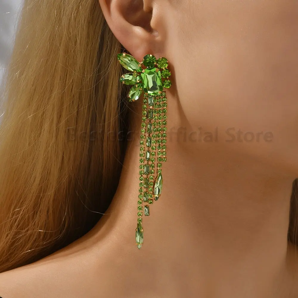 Gorgeous Women and Girl's Drop Earrings in 6 Brilliant Colors - Rose Red, Blue, Green, Black, White and Champagne