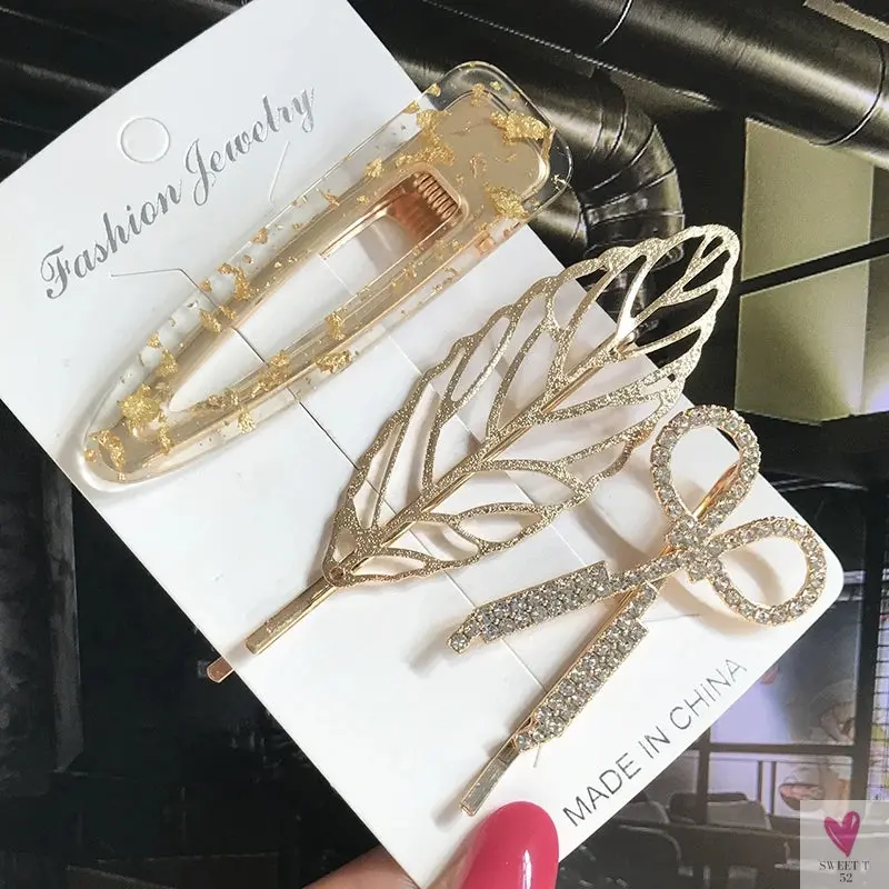 3/4pcs Set Pearl Hair Clips For Women & Girls - Geometric Crystal Hair Barrettes/Clips