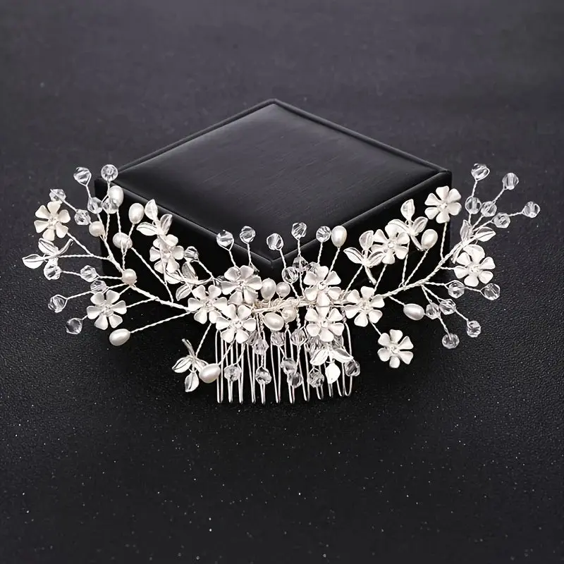 Luxury Crystal Pearl Flower Hair Comb/Headband/Tiara For Women & Girls - Bridal Wedding Hair Accessories/Hair Jewelry