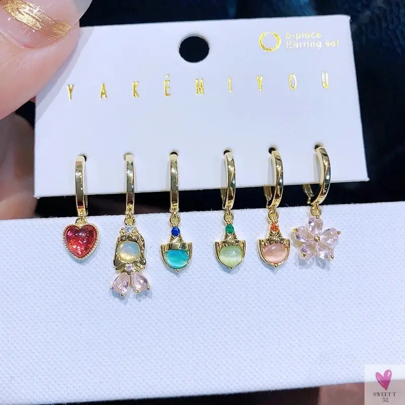 New Design Colorful Crystal Ocean/Animal/Mermaid Hoop Earrings Sets for Women & Girls