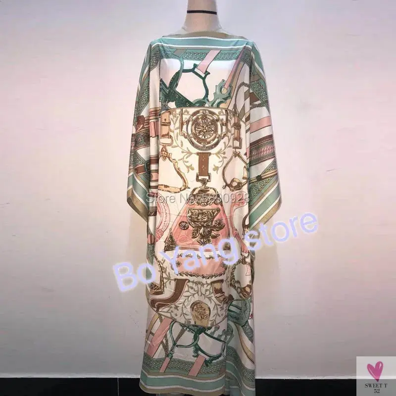 Lady's Silk African Kaftan Dresses - Loose Batwing Sleeve Kaftans