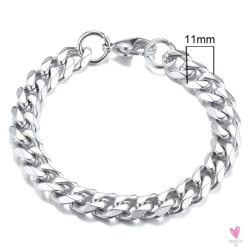 3 - 11 mm Chunky Miami Club Chain Bracelet for Men, Stainless Steel Cuban Link Chain Wristband, Classic Punk Heavy Metal Jewelry