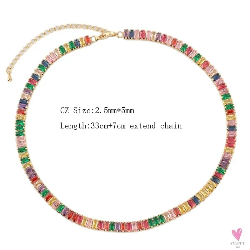 Rainbow Cubic Zirconia Waterdrop Choker Charm Necklaces - Charming Woman's Wedding, Party, Birthday Choker Jewelry or Gift