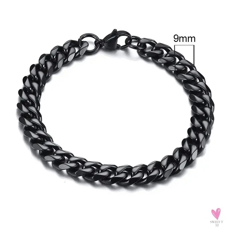 Wide Curb Cuban Basic 3/5/7/9/11mm Chain Link Bracelets for Men/Women -  Anti Allergy Stainless Steel Wrist Wear