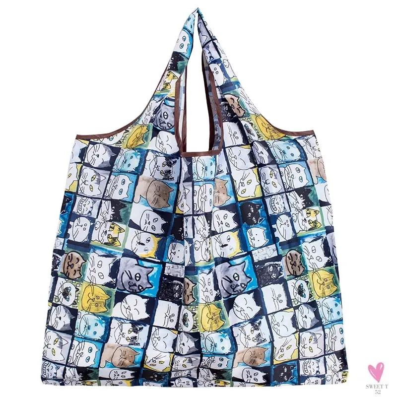 Big Size Thick Nylon Large Tote, ECO Reusable Polyester Portable Women's Folding Shoulder Shopping Pouch