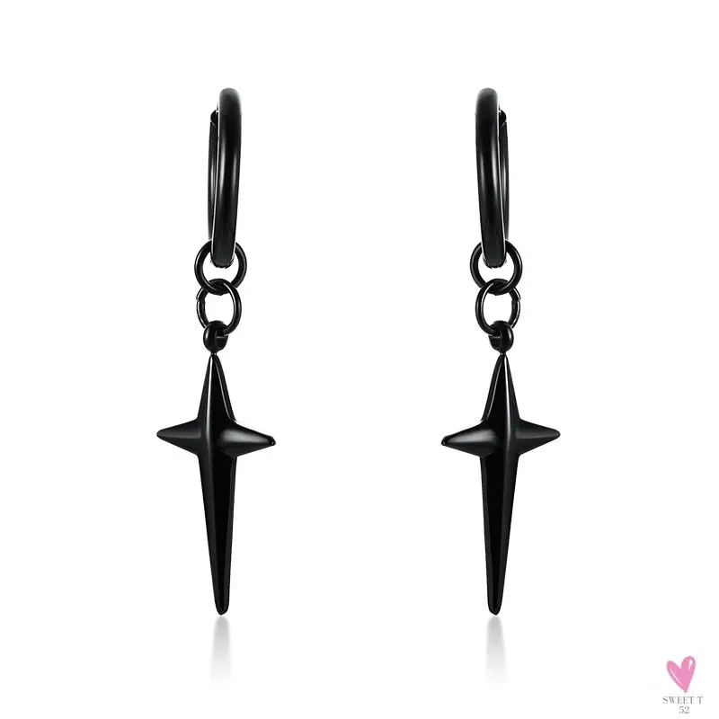 Cool Single Silver Stainless Steel Hoop Dagger Earring for Men & Boys