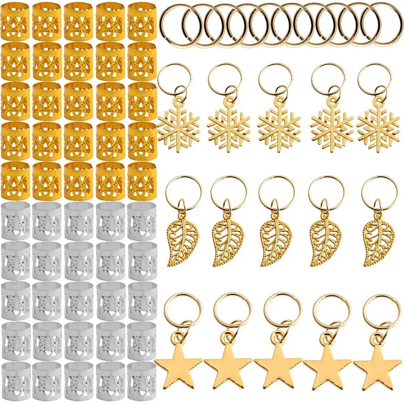 60-170pcs  Metal African Hair Rings, Beads, Cuffs, Tubes, Charms for Hair Braids for Women & Men/Boys & Girls