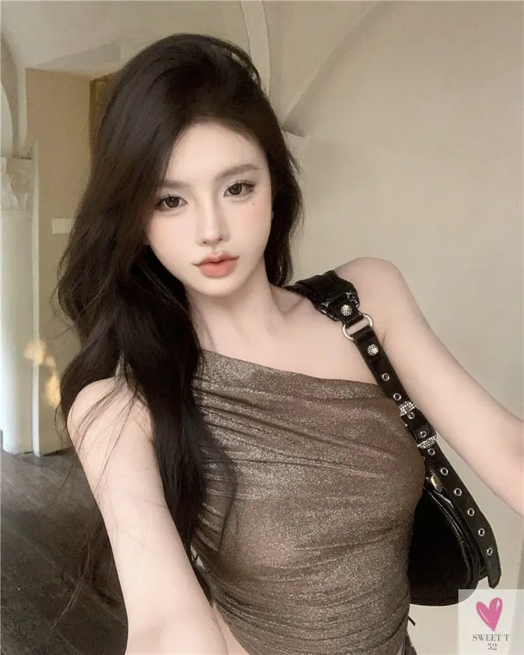 One Shoulder Crop Top, Vintage Retro Cut Crop Top,  for Women and Girls