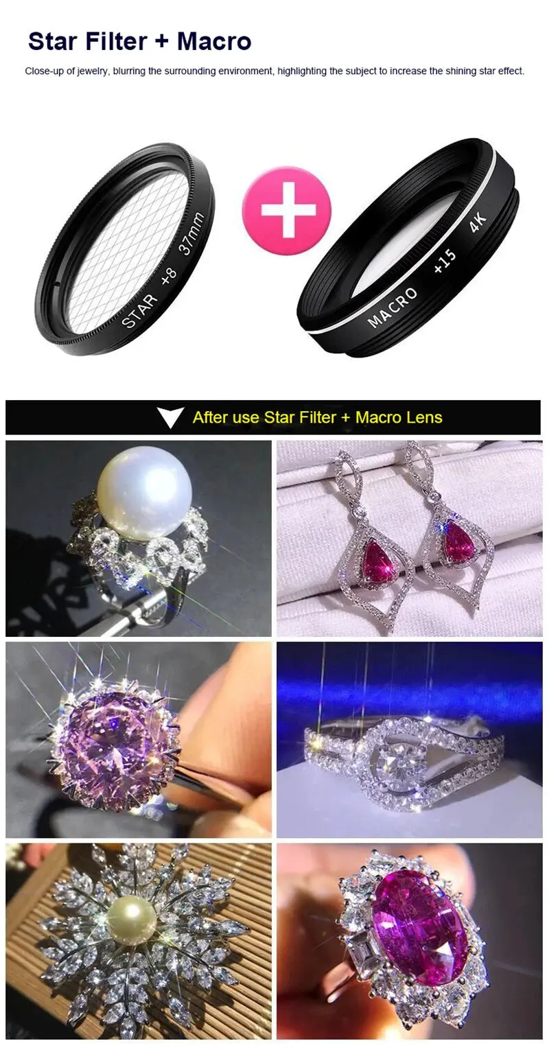 37MM 15X Macro Lens 4K HD Professional Photography Phone Camera Lens - 30X Macro Lens for Smartphone