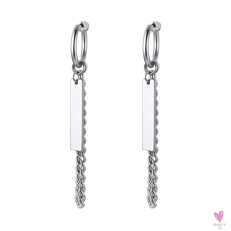 Cool Single Silver Stainless Steel Hoop Dagger Earring for Men & Boys