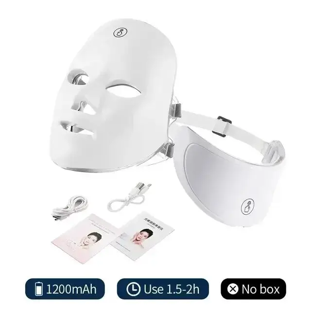 7 Color LED Facial Mask With Neck, Red Light Therapy Mask for Skin Tightening/Lifting/Anti-aging
