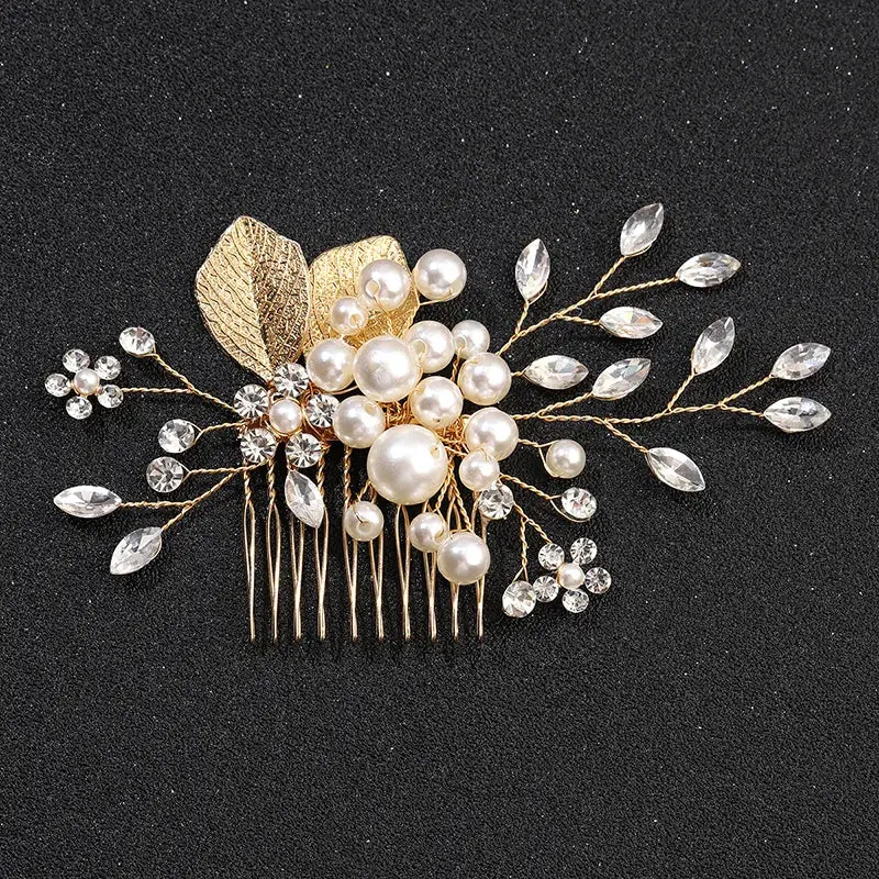 Silver/Gold/Pearl/Rhinestone Hair Accessories, Crystal Bridal Headdress/Hair Combs for Women & Girls